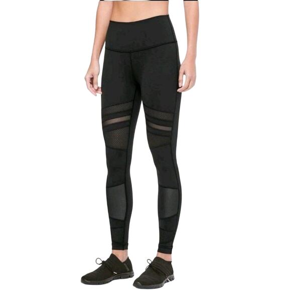 Lululemon Wunder Under High Rise Tight Leggings Mix & Mesh Black 28” Women 6 - Picture 2 of 7